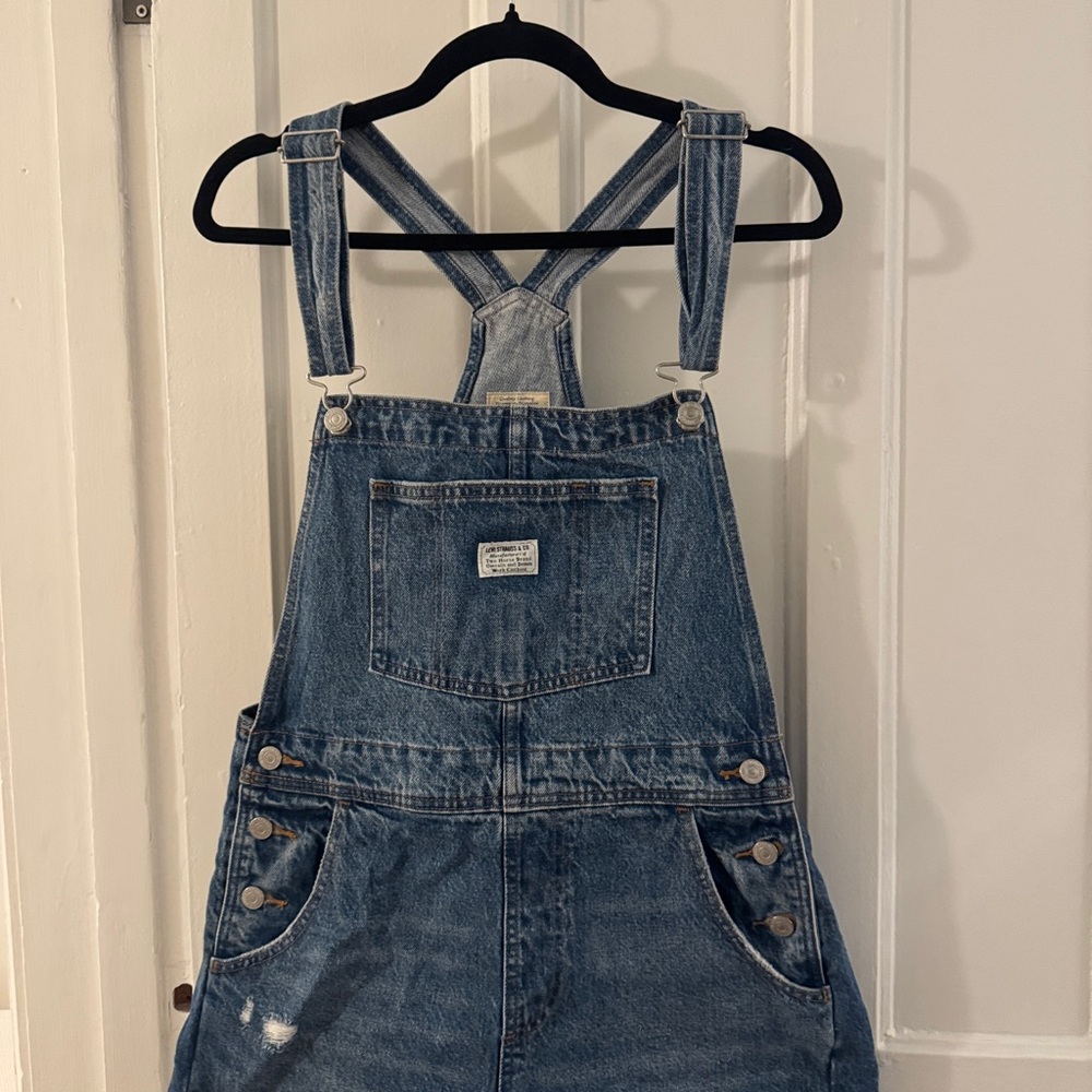 Levi Blue Denim Short Overalls
